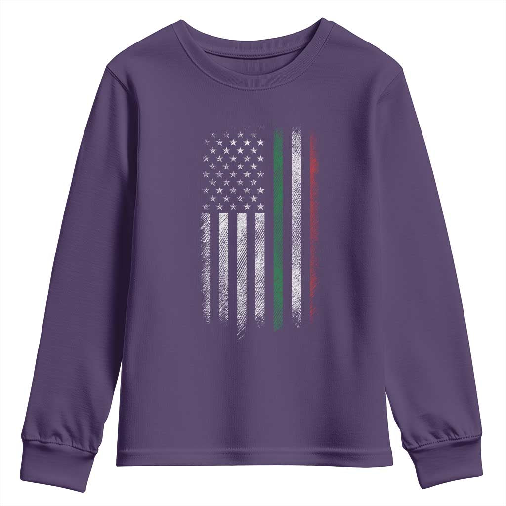 Italian American Flag Youth Sweatshirt Retro Italy Flag Italian Family TS10 Purple Print Your Wear