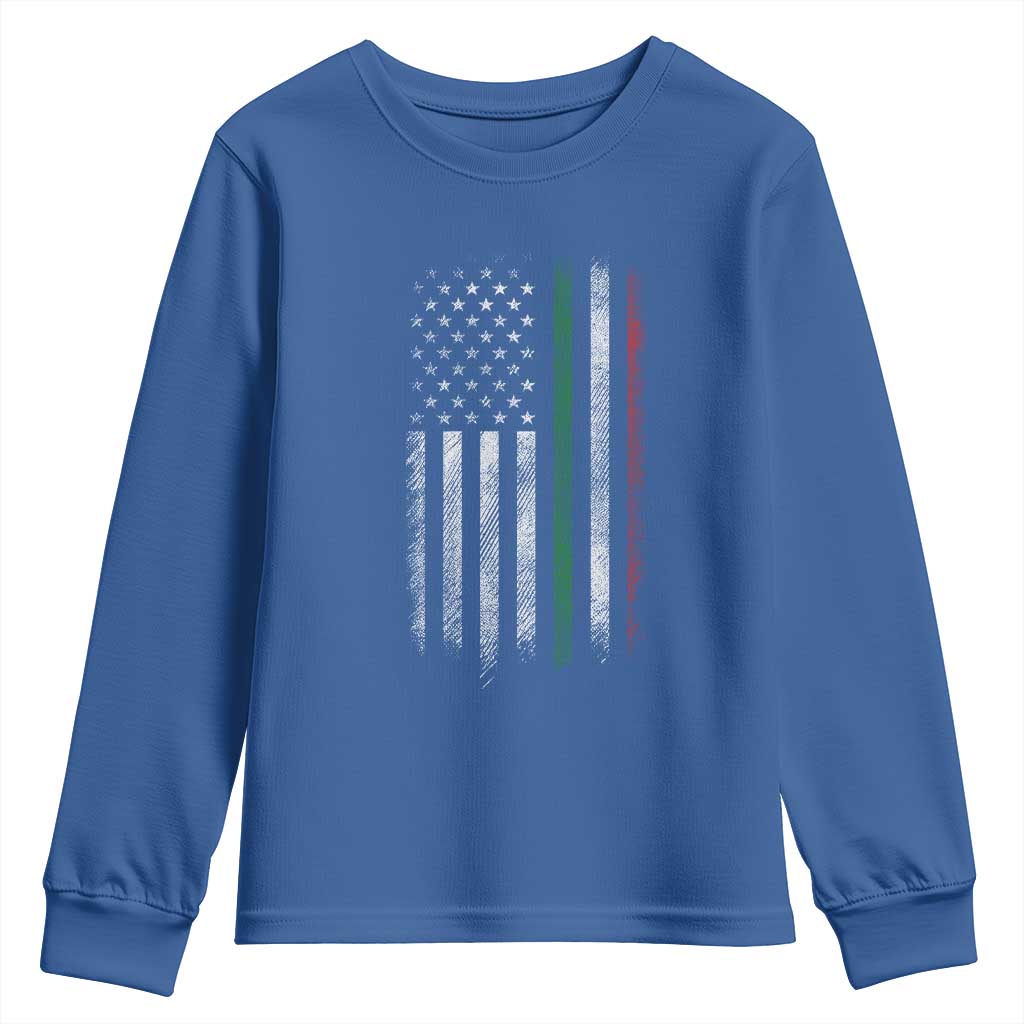 Italian American Flag Youth Sweatshirt Retro Italy Flag Italian Family TS10 Royal Blue Print Your Wear