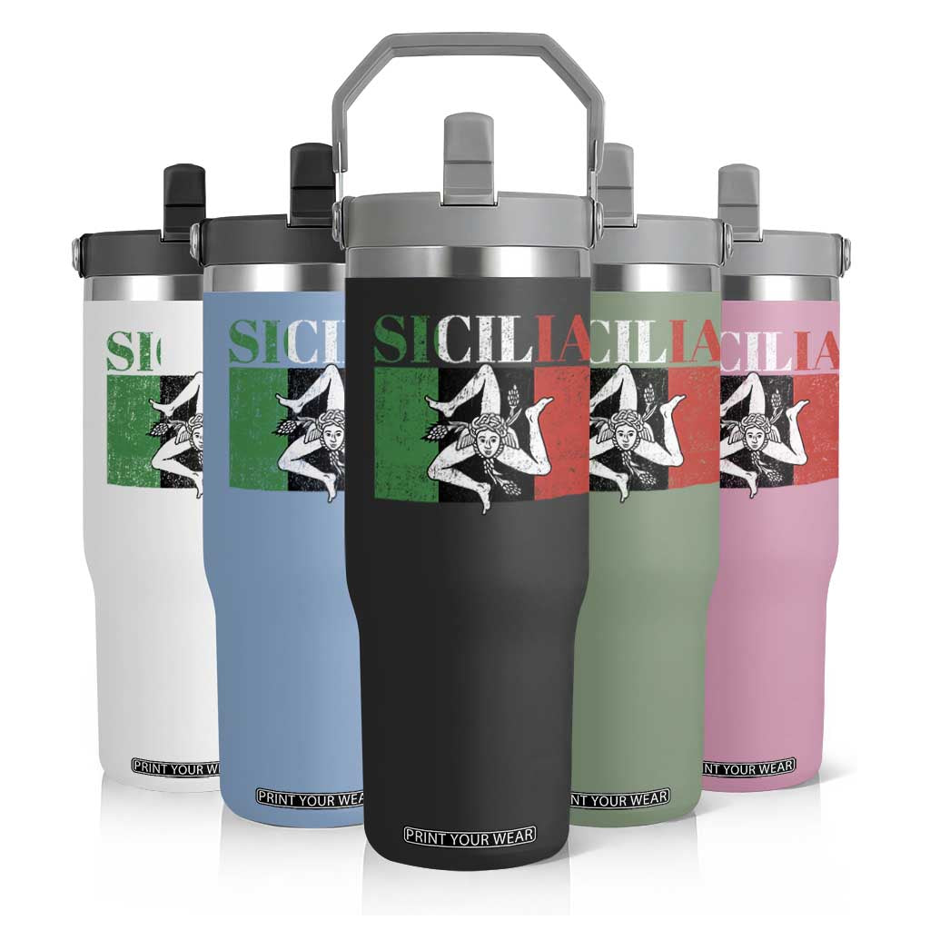 Italian Flag Flip Straw Tumbler Pisa Tower Colosseum Classic Scooter Retro TS10 Print Your Wear