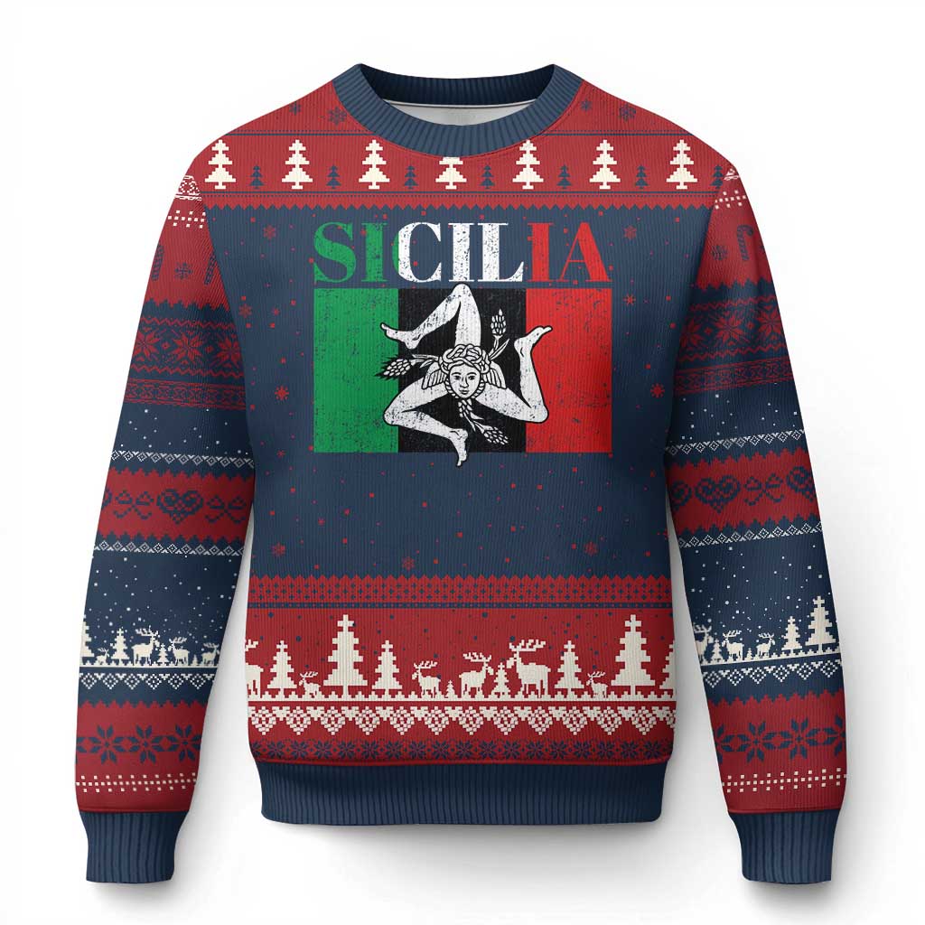 Italian Flag Ugly Christmas Sweater Pisa Tower Colosseum Classic Scooter Retro TS10 Navy Red Print Your Wear