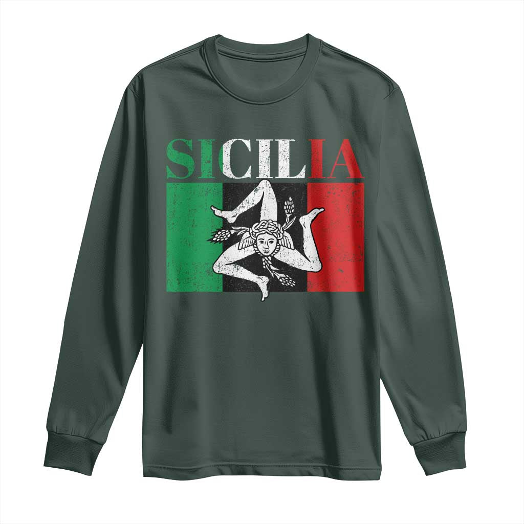 Italian Flag Long Sleeve Shirt Pisa Tower Colosseum Classic Scooter Retro TS10 Dark Forest Green Print Your Wear