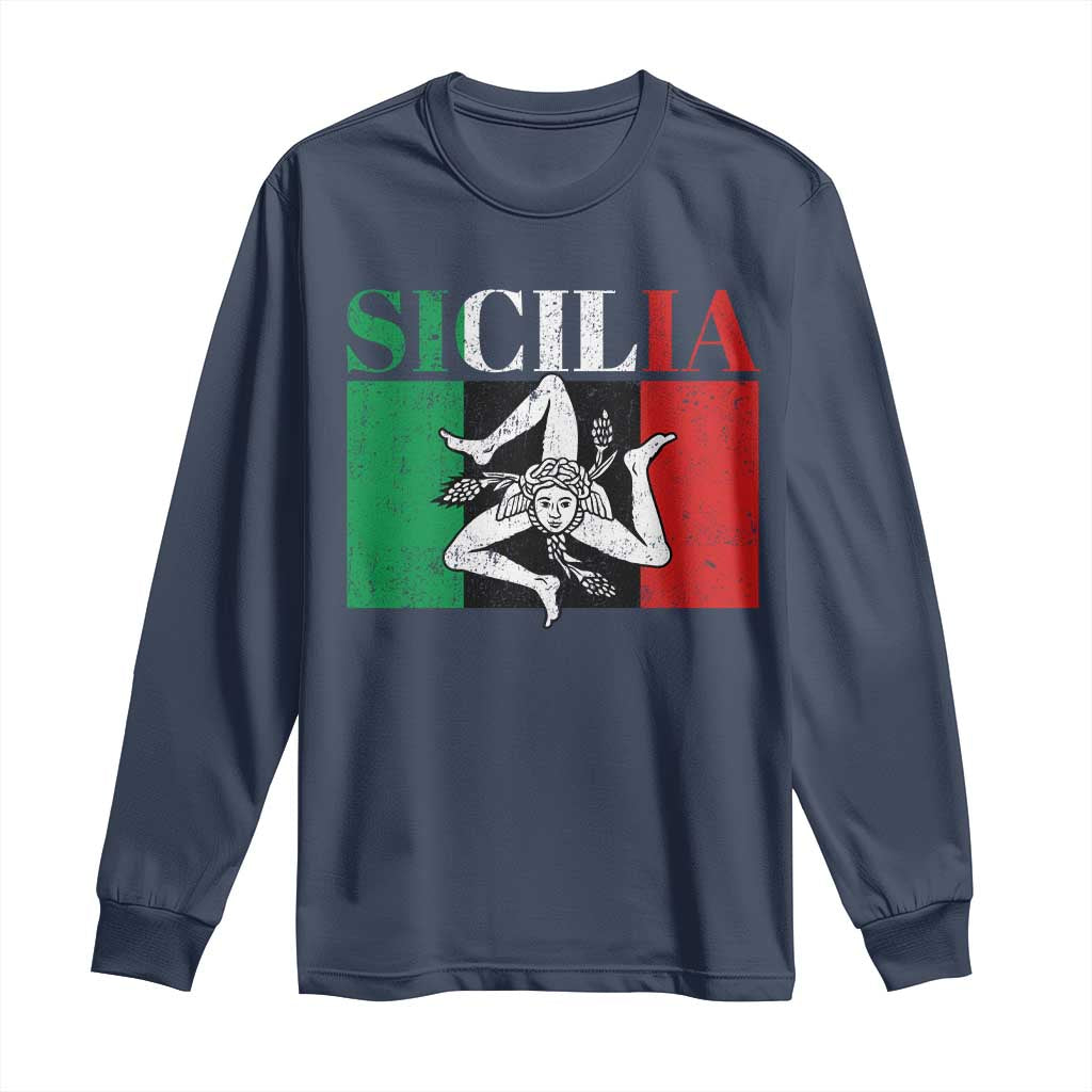 Italian Flag Long Sleeve Shirt Pisa Tower Colosseum Classic Scooter Retro TS10 Navy Print Your Wear