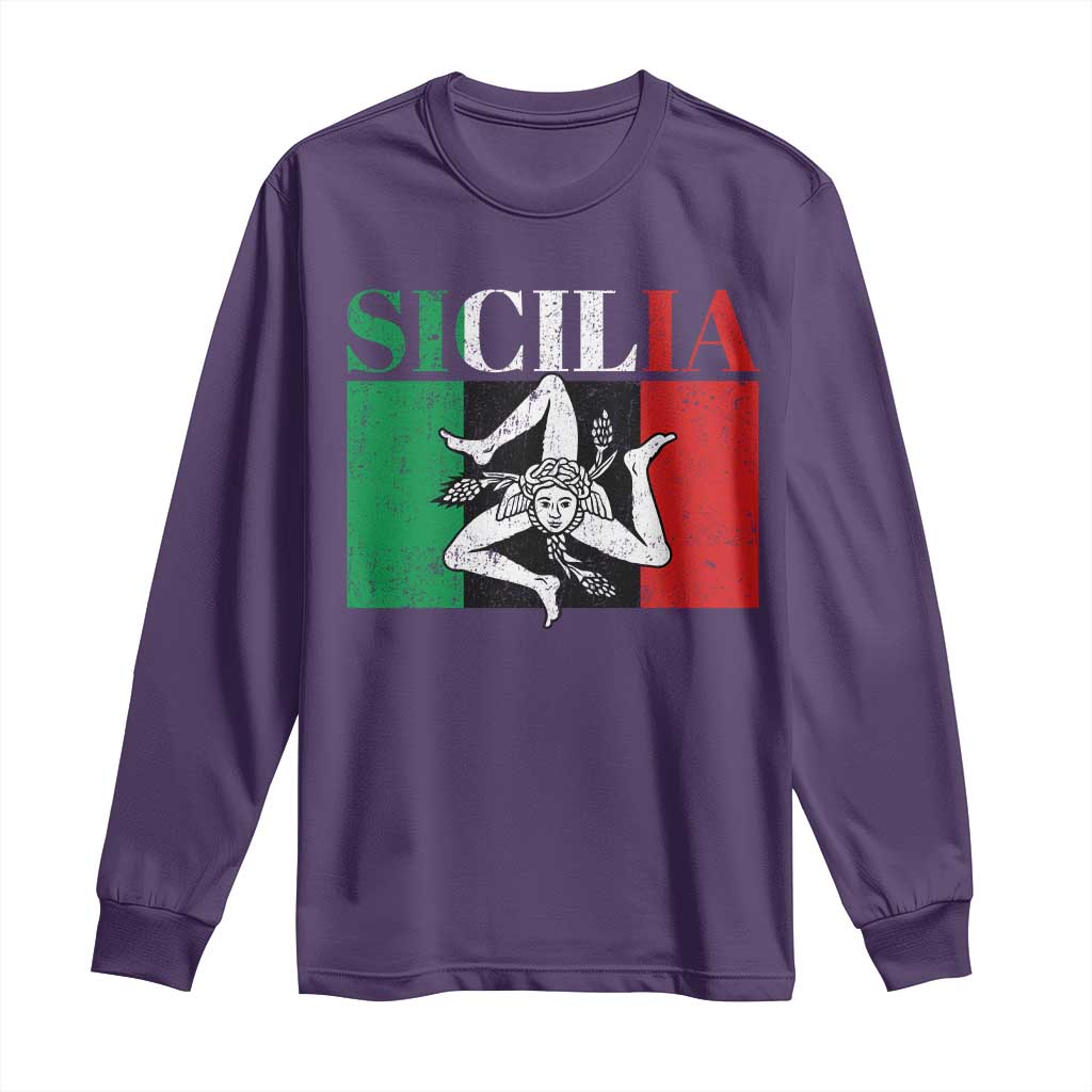 Italian Flag Long Sleeve Shirt Pisa Tower Colosseum Classic Scooter Retro TS10 Purple Print Your Wear