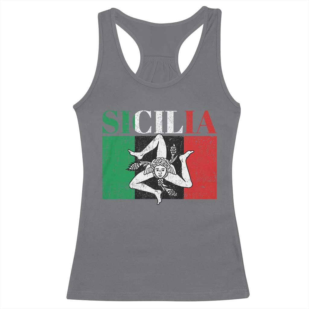 Italian Flag Racerback Tank Top Pisa Tower Colosseum Classic Scooter Retro TS10 Charcoal Print Your Wear