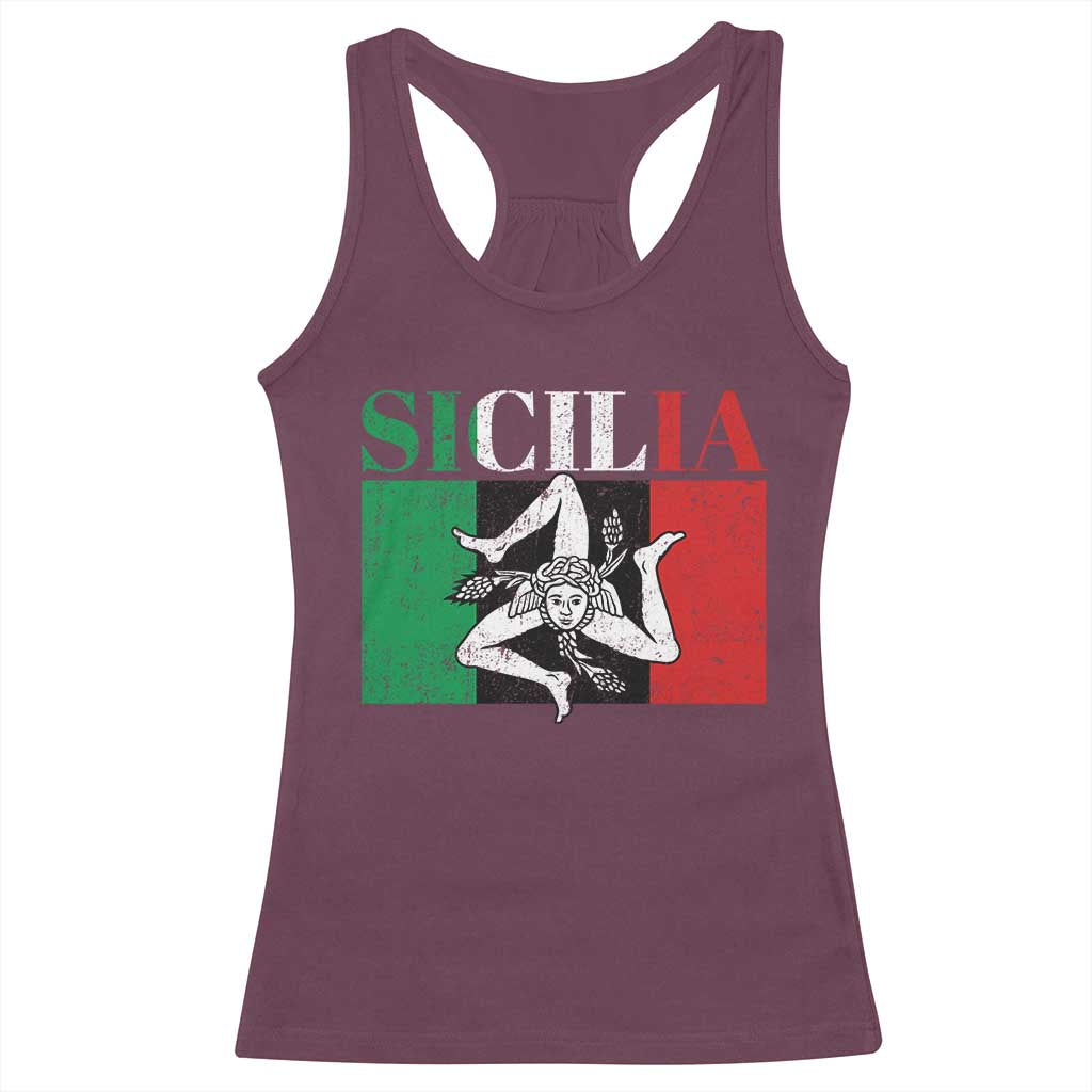 Italian Flag Racerback Tank Top Pisa Tower Colosseum Classic Scooter Retro TS10 Maroon Print Your Wear