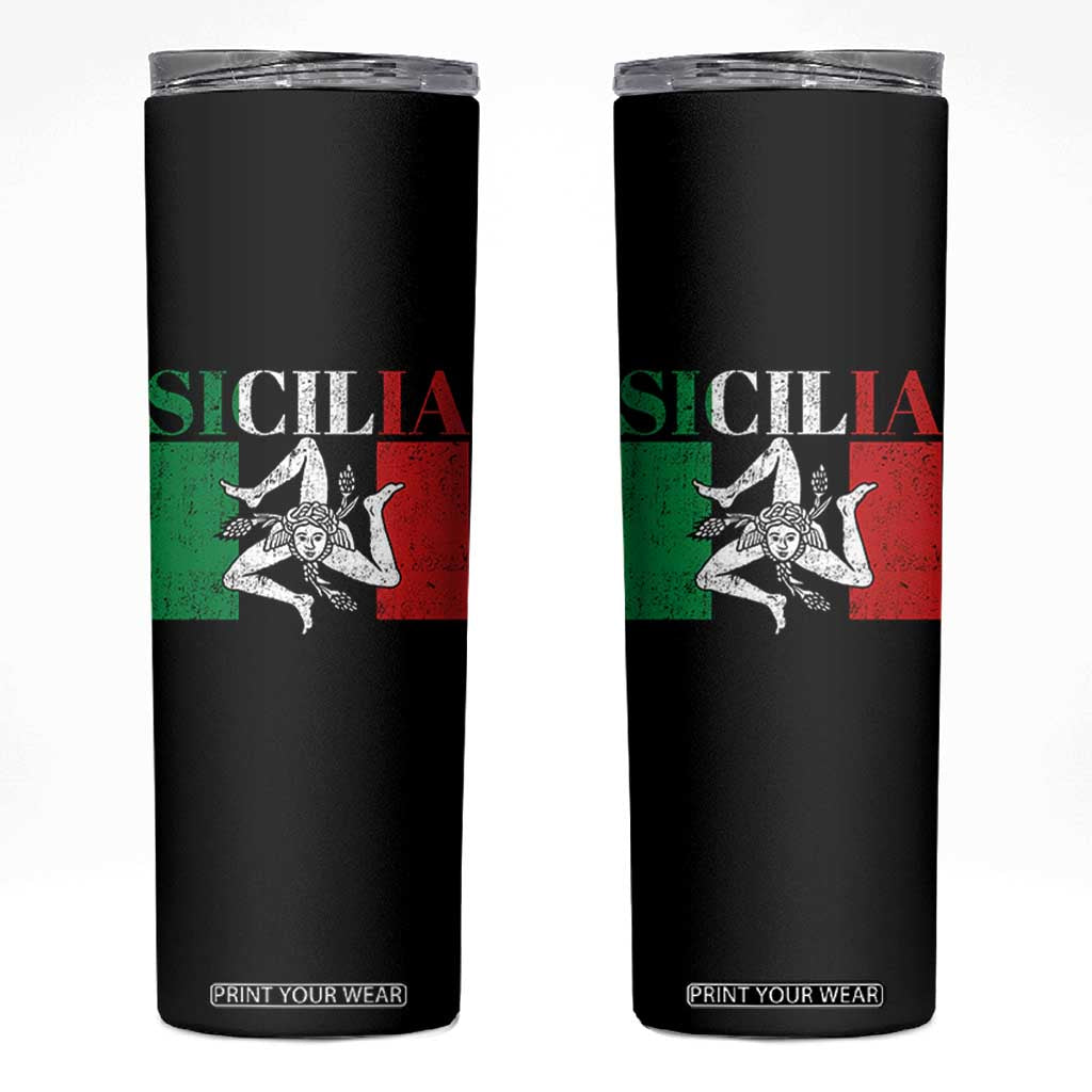 Italian Flag Skinny Tumbler Pisa Tower Colosseum Classic Scooter Retro TS10 Black Print Your Wear