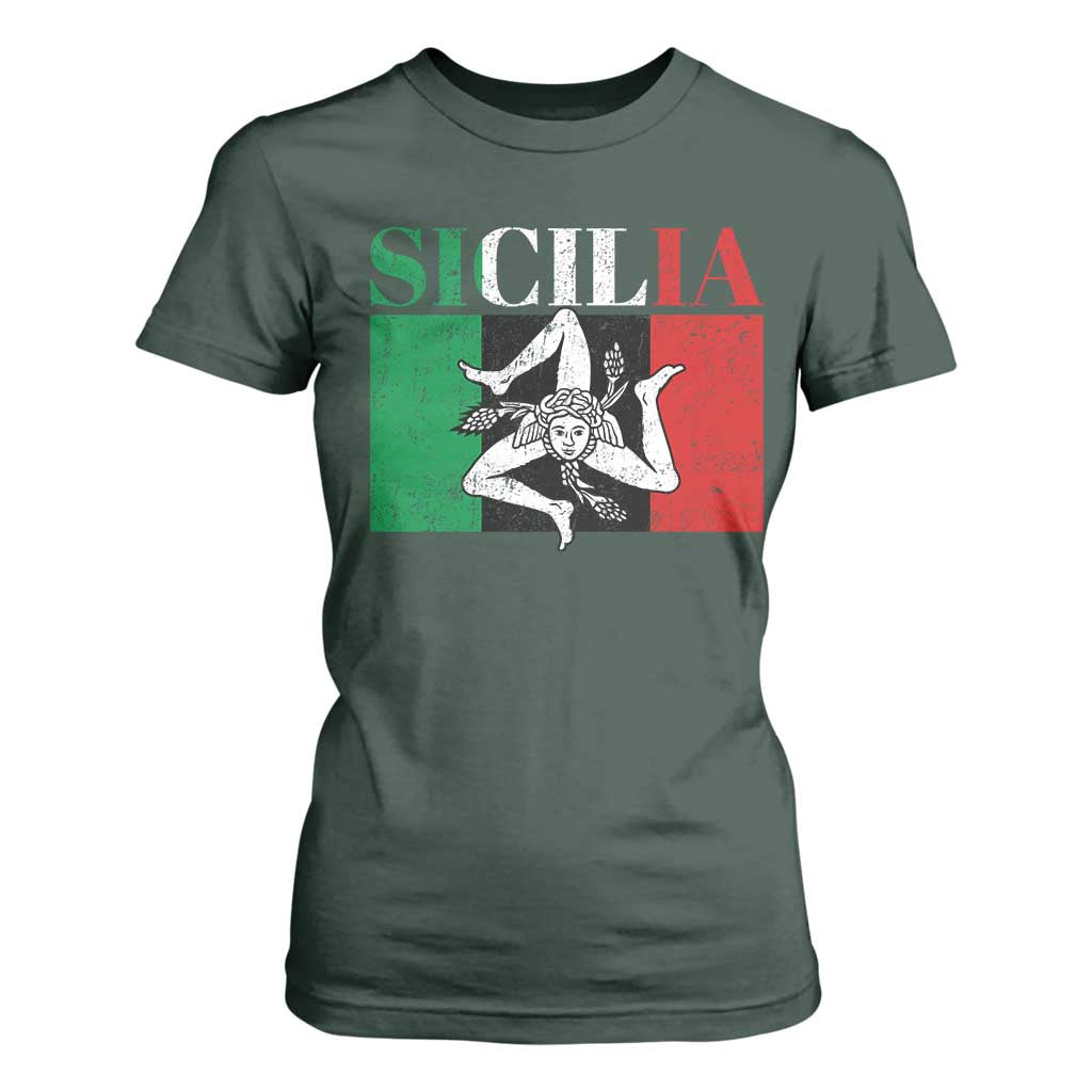 Italian Flag T Shirt For Women Pisa Tower Colosseum Classic Scooter Retro TS10 Dark Forest Green Print Your Wear