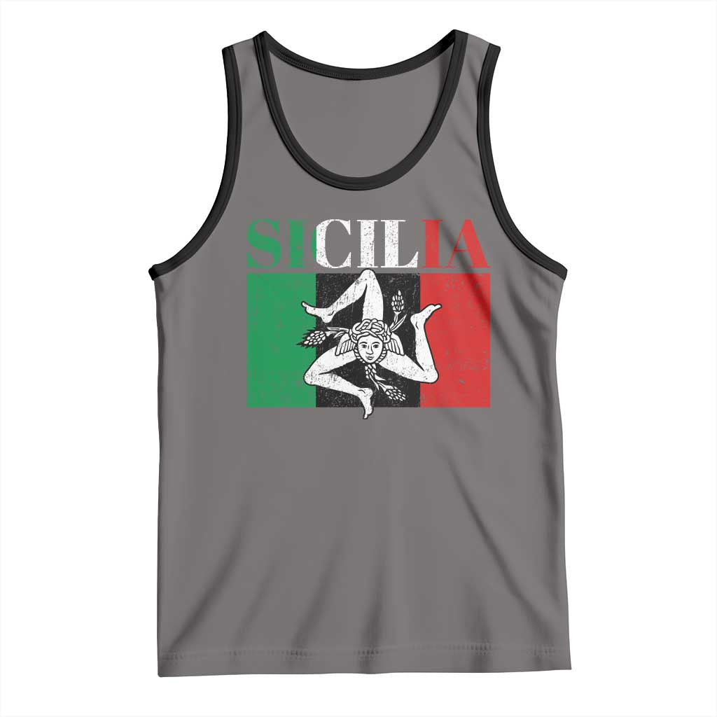 Italian Flag Tank Top Pisa Tower Colosseum Classic Scooter Retro TS10 Deep Heather Black Print Your Wear