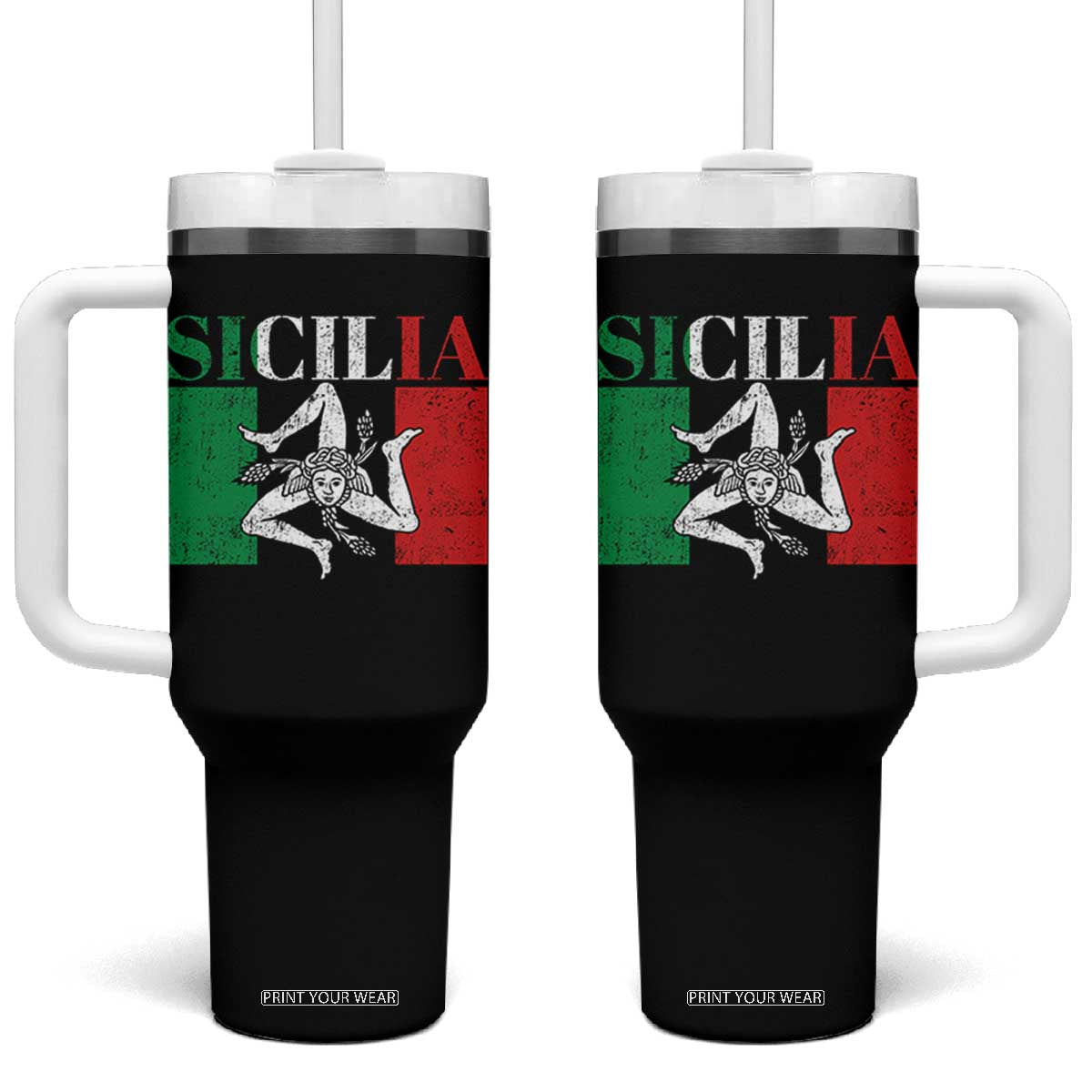 Italian Flag Tumbler With Handle Pisa Tower Colosseum Classic Scooter Retro TS10 One Size: 40 oz Black Print Your Wear
