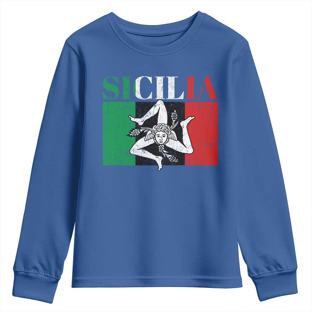 Italian Flag Youth Sweatshirt Pisa Tower Colosseum Classic Scooter Retro TS10 Royal Blue Print Your Wear