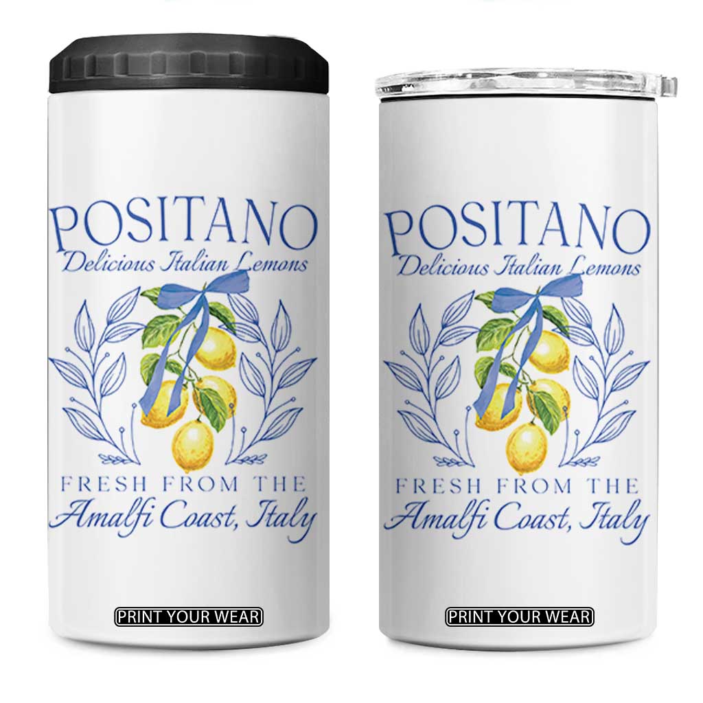Positano Italy 4 in 1 Can Cooler Tumbler Amalfi Coast Italian Lemons Town Italy Vacation TS10 One Size: 16 oz White Print Your Wear