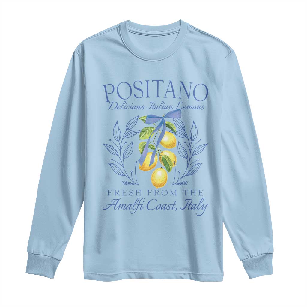 Positano Italy Long Sleeve Shirt Amalfi Coast Italian Lemons Town Italy Vacation TS10 Light Blue Print Your Wear