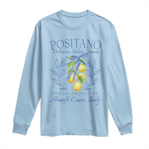 Positano Italy Long Sleeve Shirt Amalfi Coast Italian Lemons Town Italy Vacation TS10 Light Blue Print Your Wear