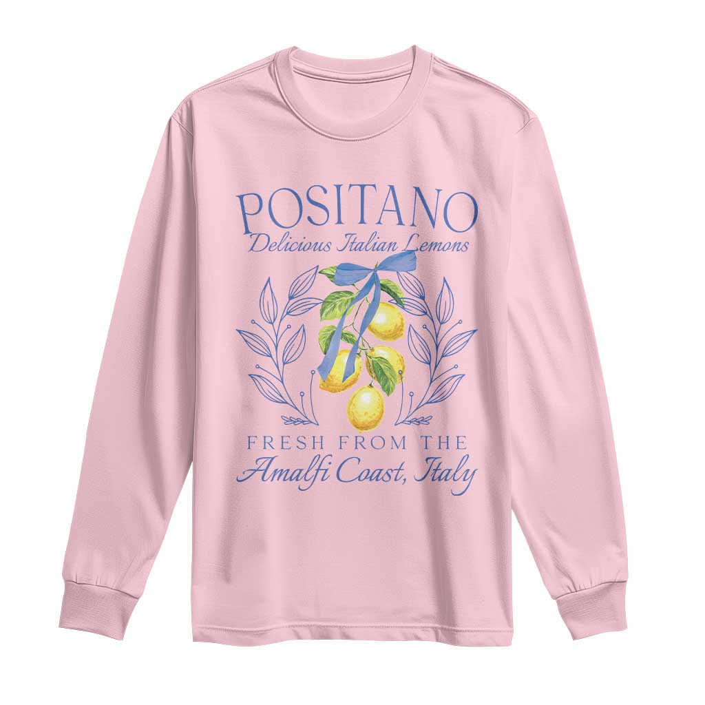 Positano Italy Long Sleeve Shirt Amalfi Coast Italian Lemons Town Italy Vacation TS10 Light Pink Print Your Wear