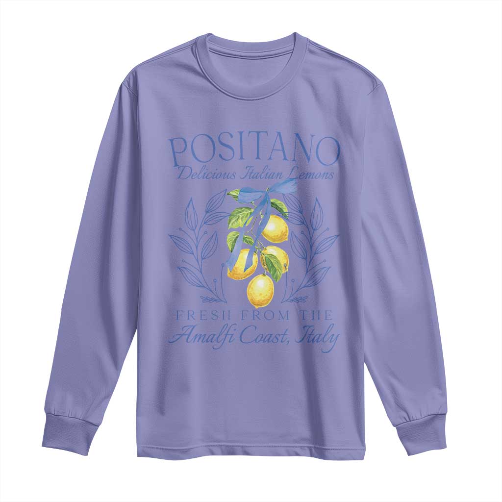 Positano Italy Long Sleeve Shirt Amalfi Coast Italian Lemons Town Italy Vacation TS10 Violet Print Your Wear