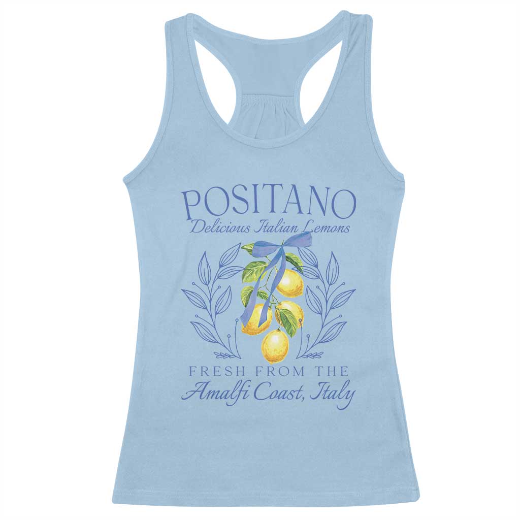 Positano Italy Racerback Tank Top Amalfi Coast Italian Lemons Town Italy Vacation TS10 Light Blue Print Your Wear