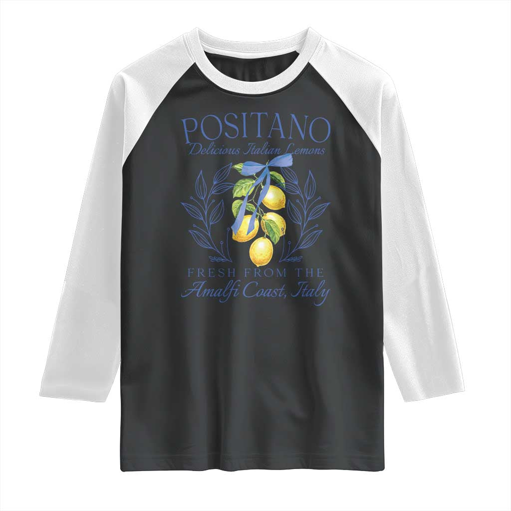 Positano Italy Raglan Shirt Amalfi Coast Italian Lemons Town Italy Vacation TS10 Black White Print Your Wear
