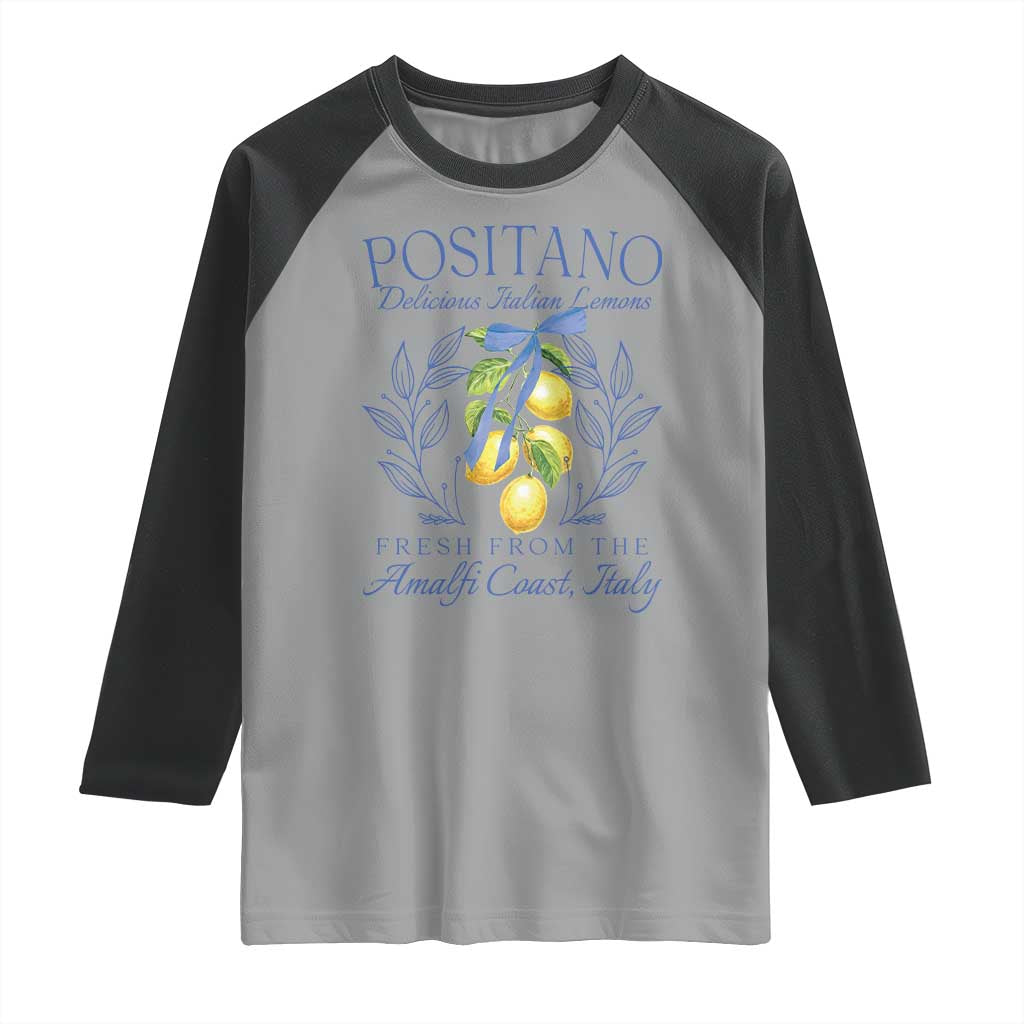 Positano Italy Raglan Shirt Amalfi Coast Italian Lemons Town Italy Vacation TS10 Sport Gray Black Print Your Wear