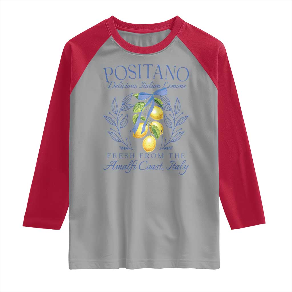 Positano Italy Raglan Shirt Amalfi Coast Italian Lemons Town Italy Vacation TS10 Sport Gray Red Print Your Wear