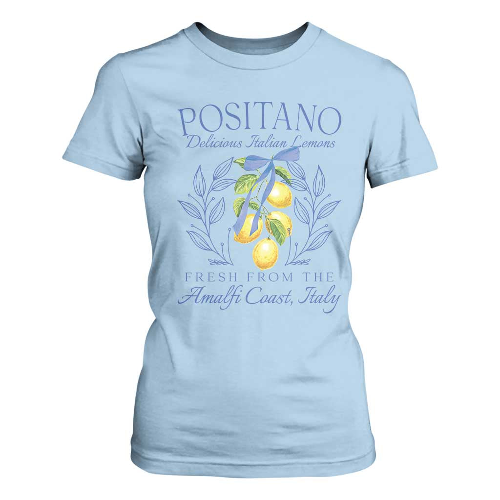 Positano Italy T Shirt For Women Amalfi Coast Italian Lemons Town Italy Vacation TS10 Light Blue Print Your Wear