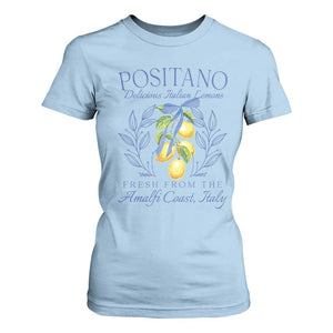 Positano Italy T Shirt For Women Amalfi Coast Italian Lemons Town Italy Vacation TS10 Light Blue Print Your Wear