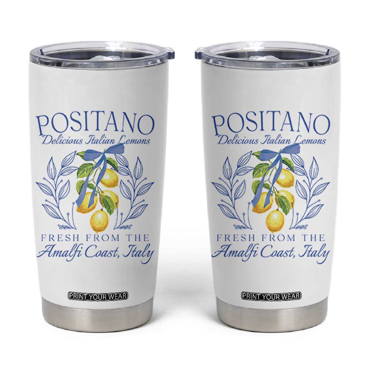 Positano Italy Tumbler Cup Amalfi Coast Italian Lemons Town Italy Vacation TS10 White Print Your Wear