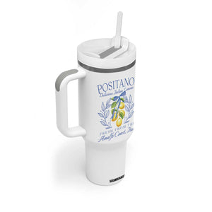 Positano Italy Tumbler With Handle Amalfi Coast Italian Lemons Town Italy Vacation TS10 Print Your Wear