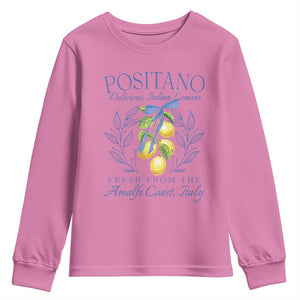 Positano Italy Youth Sweatshirt Amalfi Coast Italian Lemons Town Italy Vacation TS10 Azalea Print Your Wear