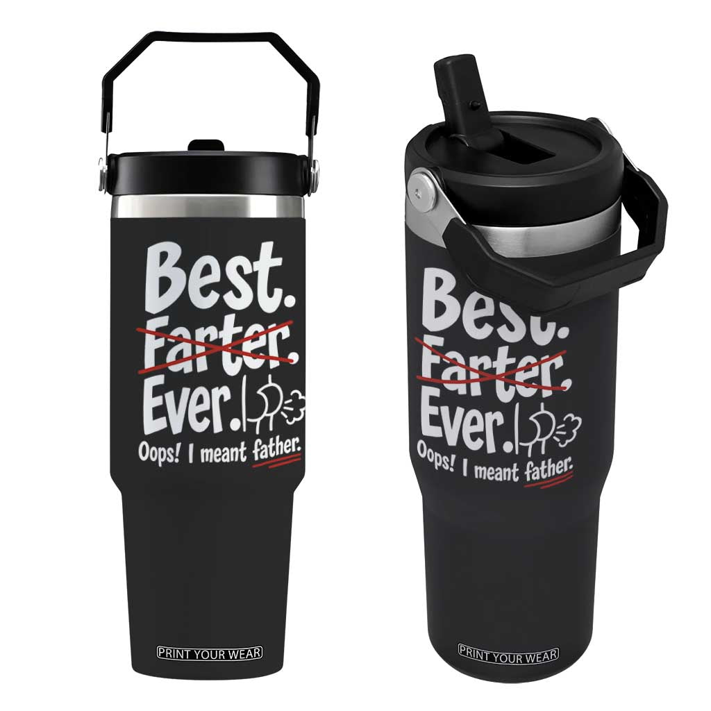 Retro Dad Worlds Best Farter I Mean Father Flip Straw Tumbler Funny Gag Gift Birthday Husband Dad Fathers Day
