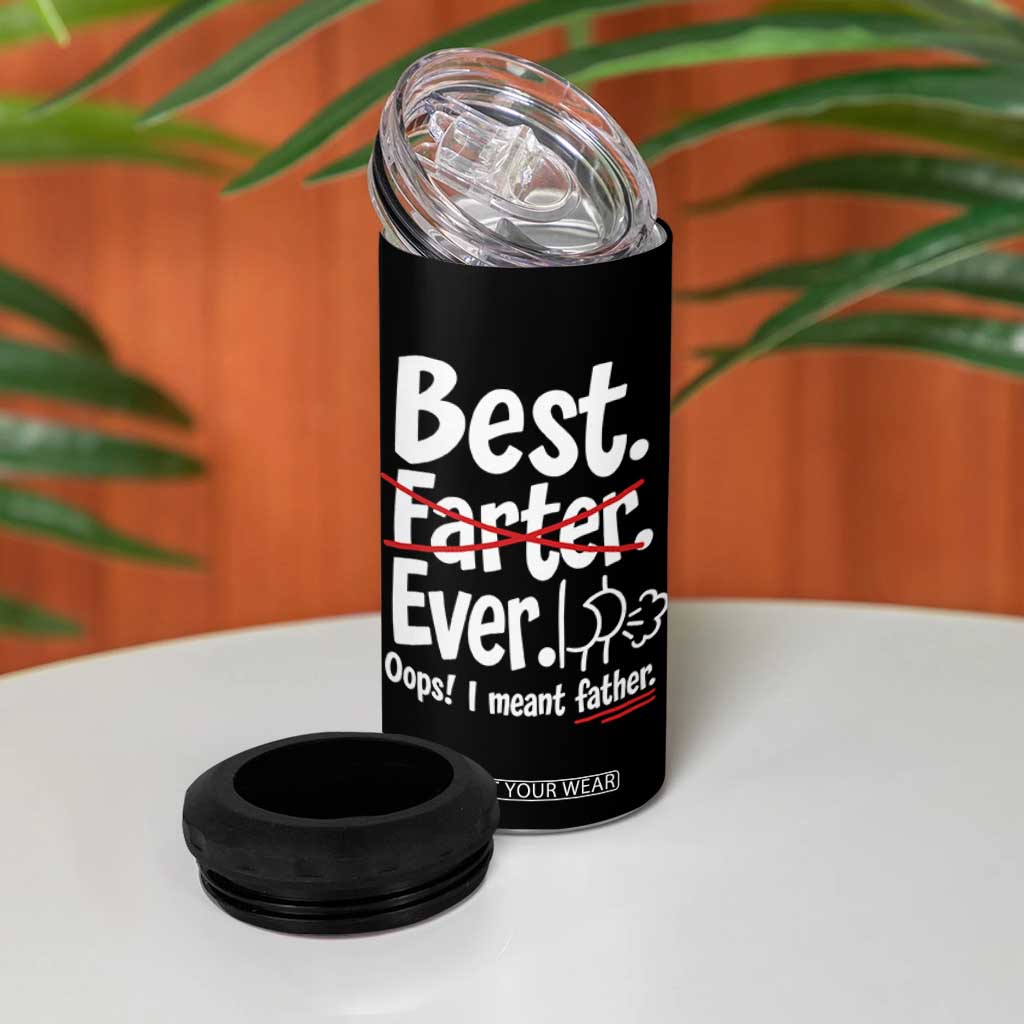 Retro Dad Worlds Best Farter I Mean Father 4 in 1 Can Cooler Tumbler Funny Gag Gift Birthday Husband Dad Fathers Day