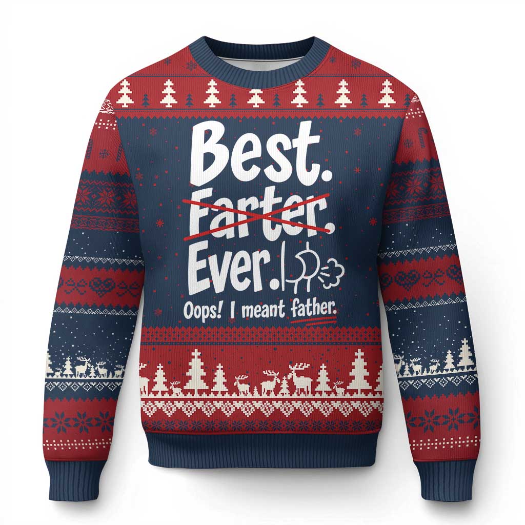 Retro Dad Worlds Best Farter I Mean Father Ugly Christmas Sweater Funny Gag Gift Birthday Husband Dad Fathers Day TS10 Navy Red Print Your Wear