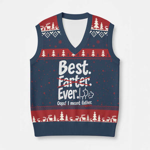 Retro Dad Worlds Best Farter I Mean Father V-Neck Knit Sweater Vest Funny Gag Gift Birthday Husband Dad Fathers Day
