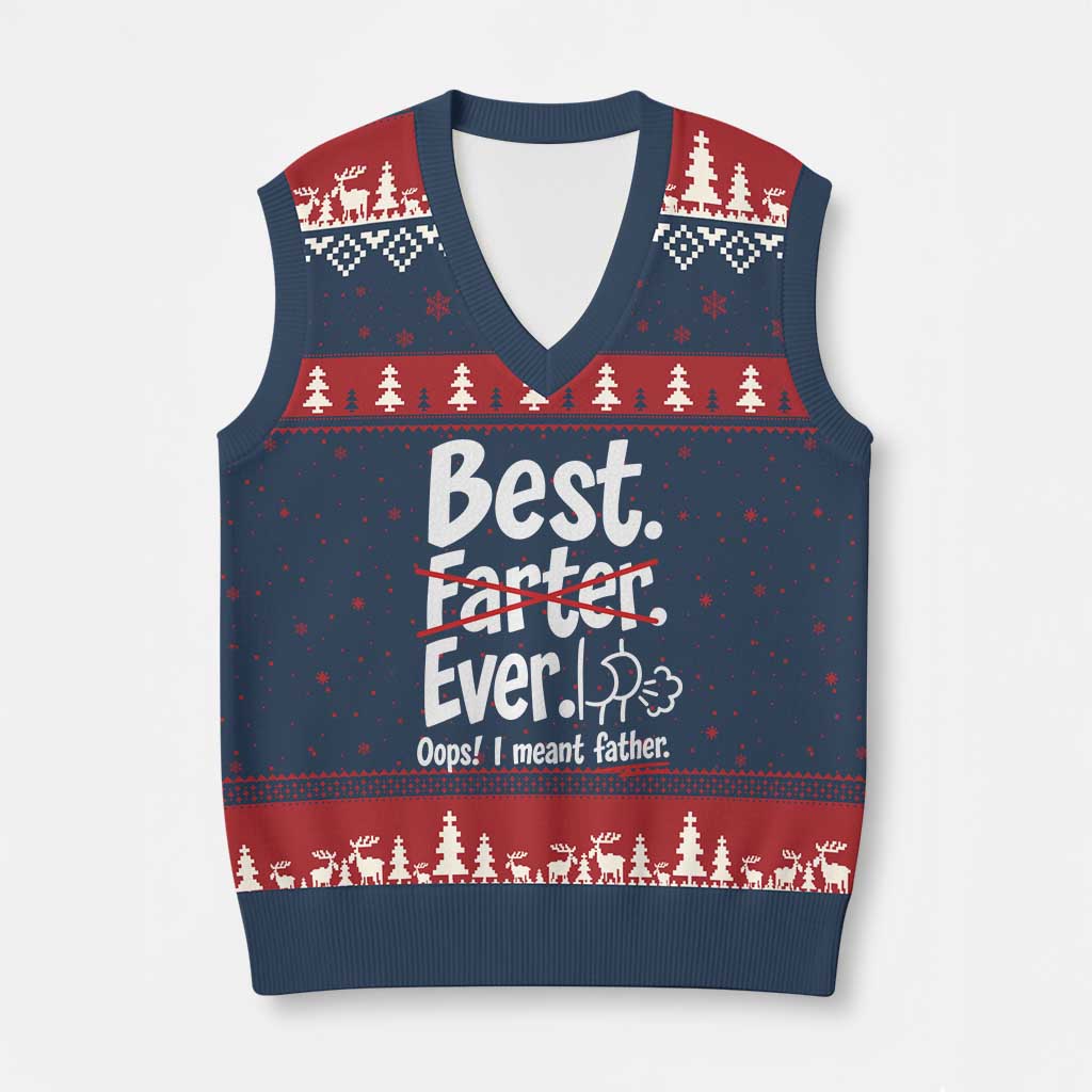 Retro Dad Worlds Best Farter I Mean Father V-Neck Knit Sweater Vest Funny Gag Gift Birthday Husband Dad Fathers Day TS10 Navy Red Print Your Wear