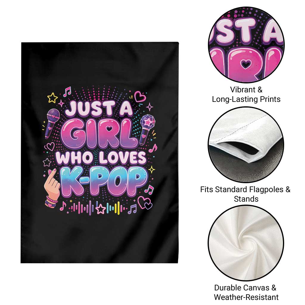 Kpop Lover Garden Flag Just a Girl Who Loves K-Pop Korean Music
