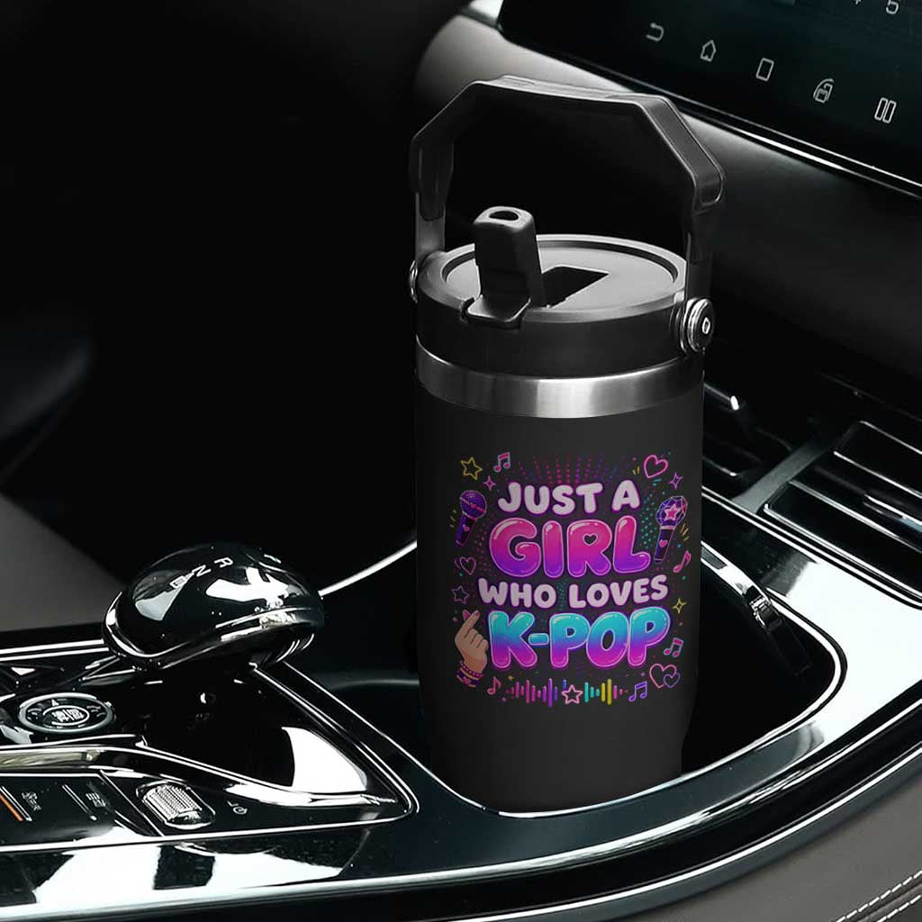 Kpop Lover Flip Straw Tumbler Just a Girl Who Loves K-Pop Korean Music