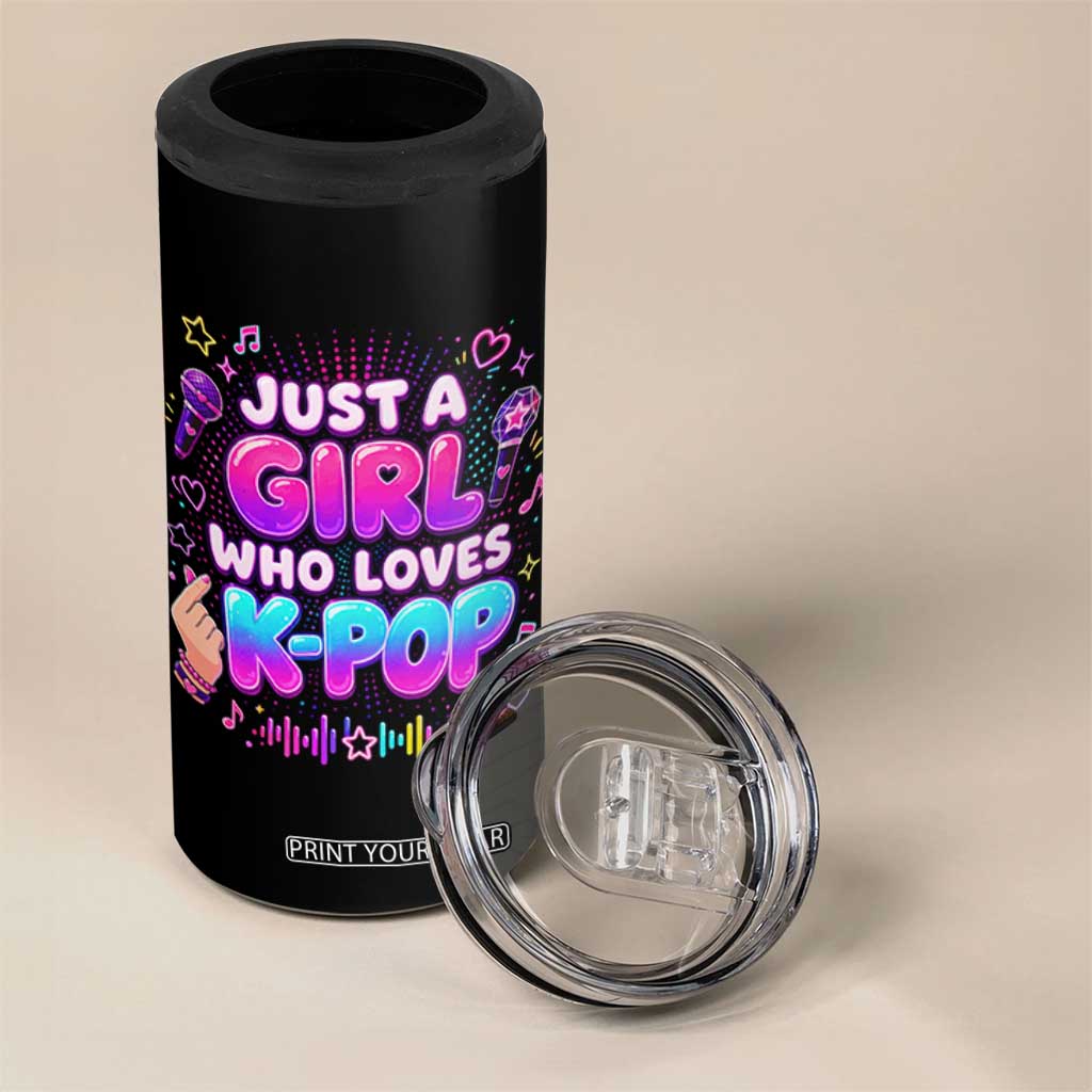 Kpop Lover 4 in 1 Can Cooler Tumbler Just a Girl Who Loves K-Pop Korean Music