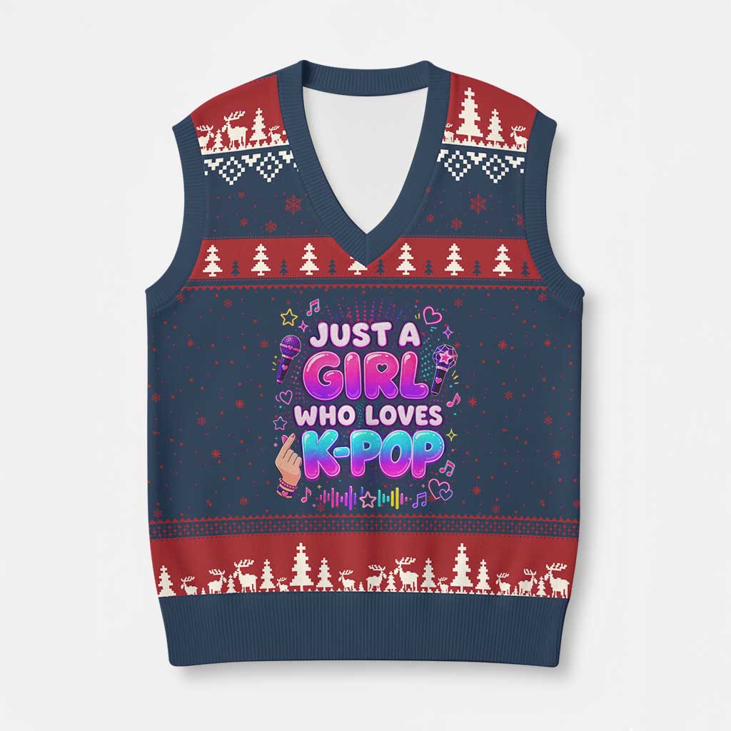 Kpop Lover V-Neck Knit Sweater Vest Just a Girl Who Loves K-Pop Korean Music