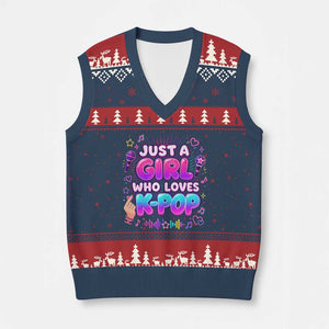 Kpop Lover V-Neck Knit Sweater Vest Just a Girl Who Loves K-Pop Korean Music