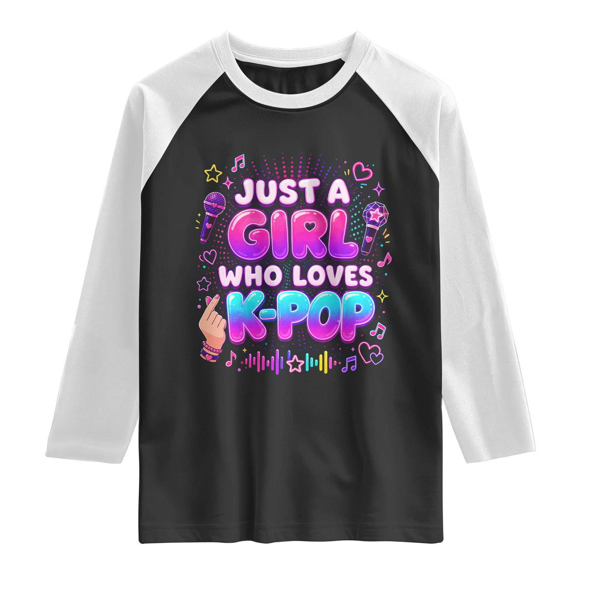 Kpop Lover Raglan Shirt Just a Girl Who Loves K-Pop Korean Music