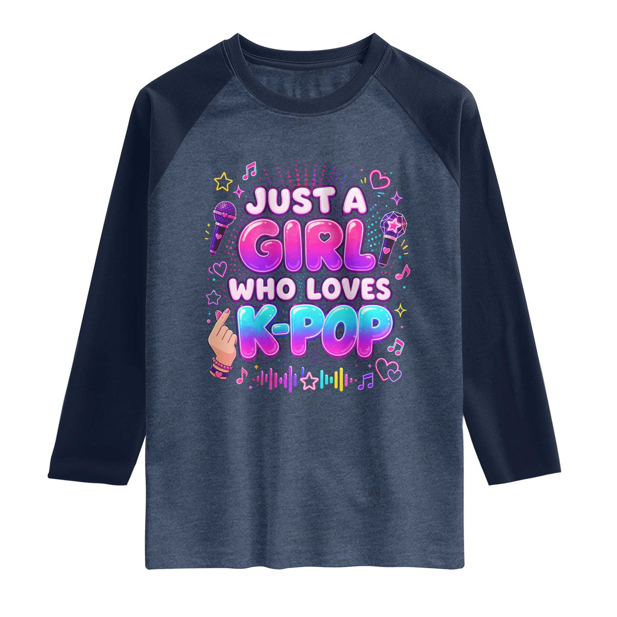 Kpop Lover Raglan Shirt Just a Girl Who Loves K-Pop Korean Music