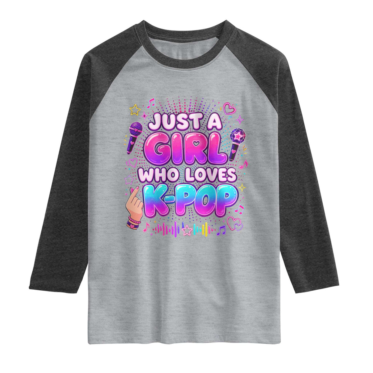 Kpop Lover Raglan Shirt Just a Girl Who Loves K-Pop Korean Music