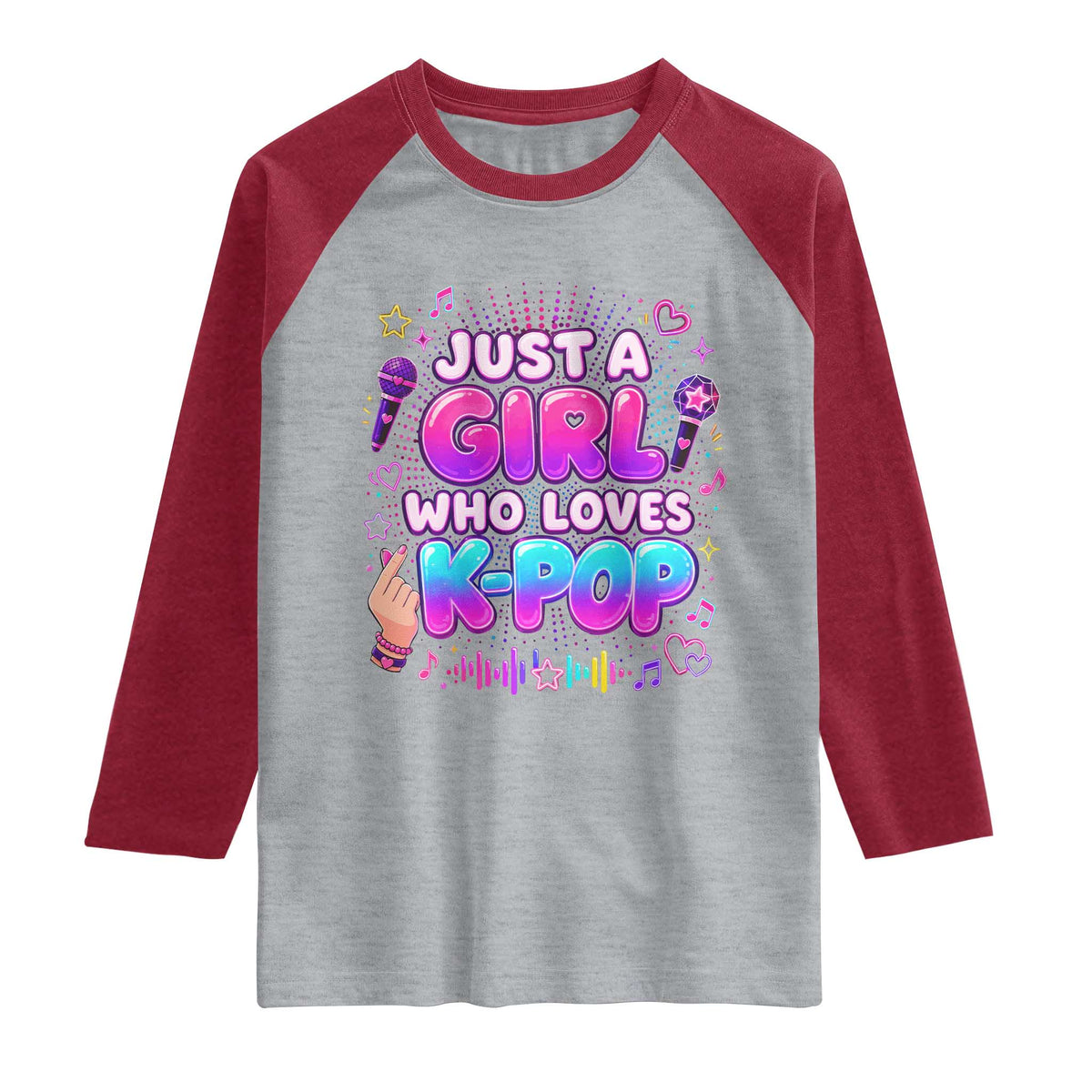 Kpop Lover Raglan Shirt Just a Girl Who Loves K-Pop Korean Music