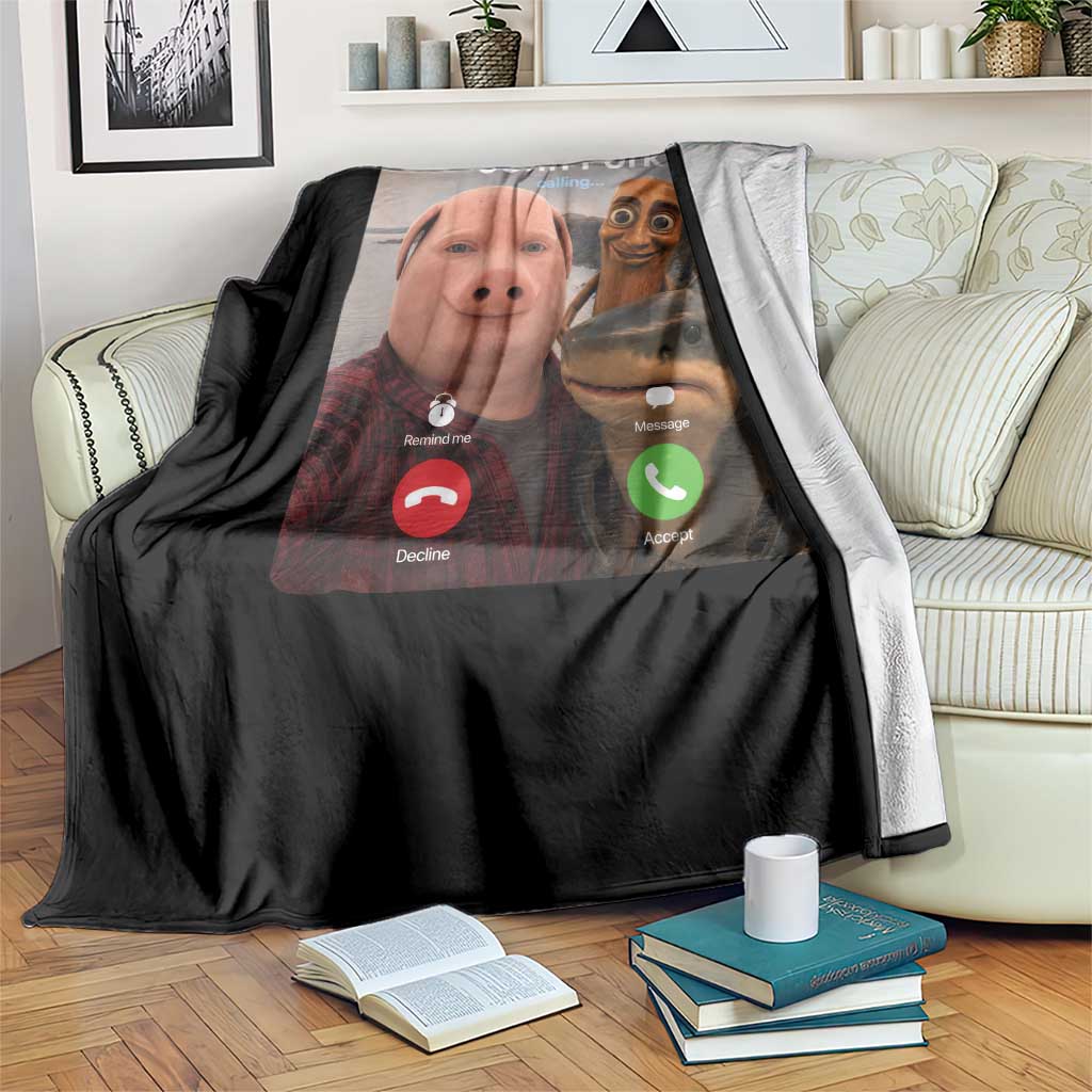 Tung Tung Tung Sahur John Pork Calling Throw Blanket Tralalero Tralala Meme Brainrot Funny