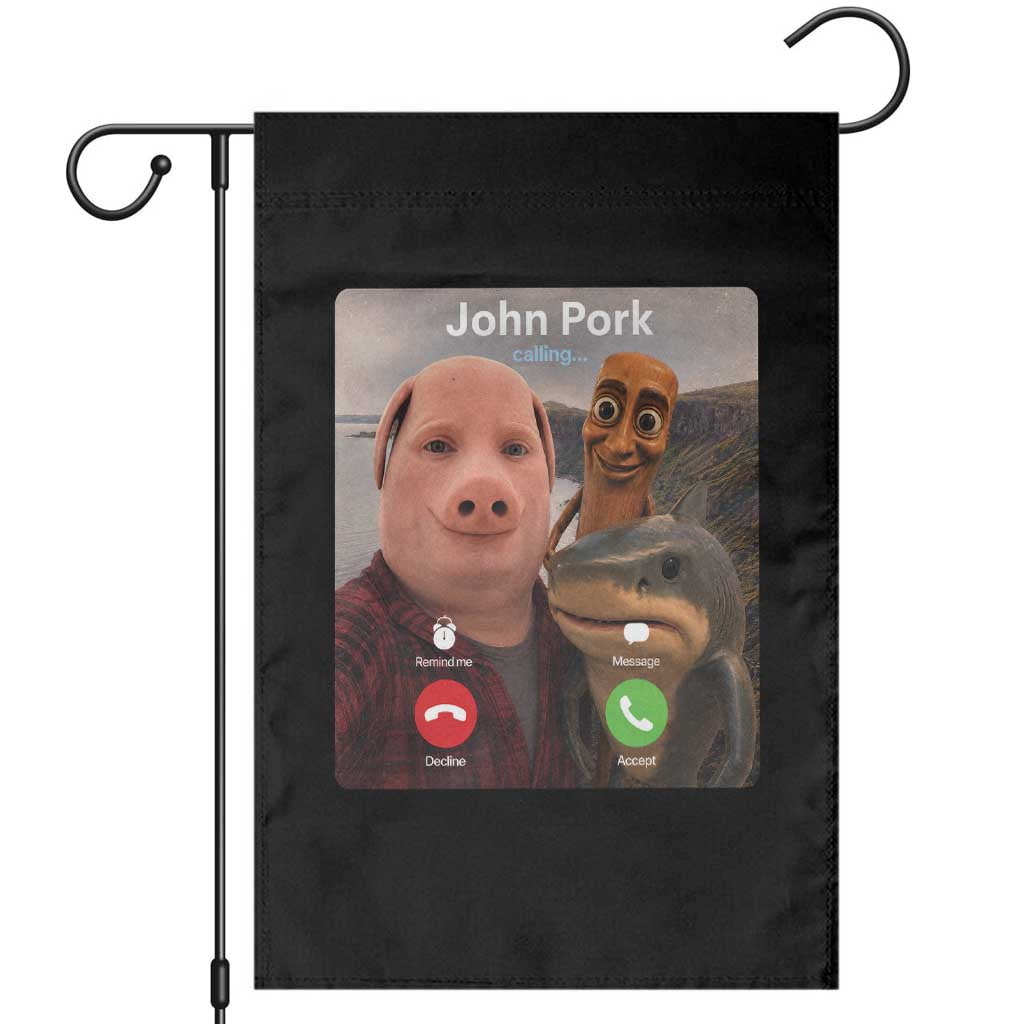Tung Tung Tung Sahur John Pork Calling Garden Flag Tralalero Tralala Meme Brainrot Funny TS10 Black Print Your Wear