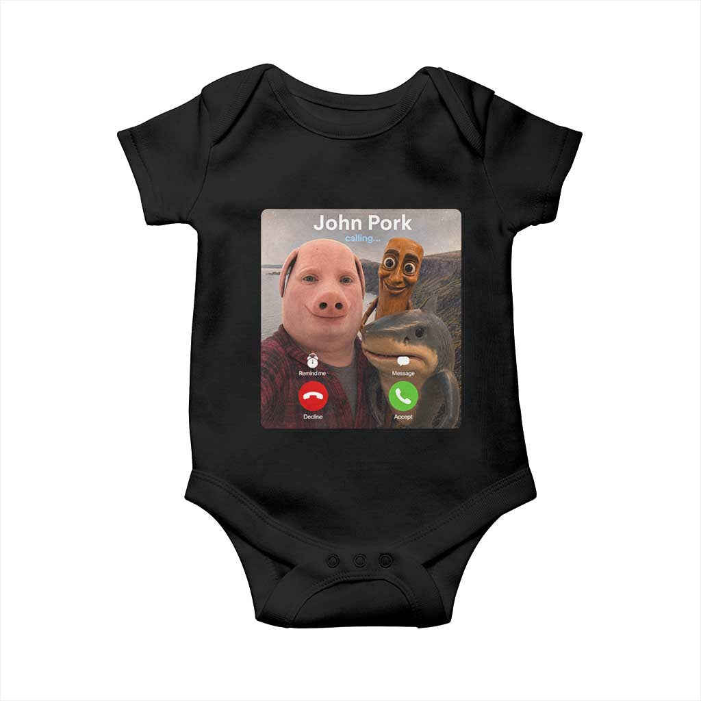 Tung Tung Tung Sahur John Pork Calling Baby Onesie Tralalero Tralala Meme Brainrot Funny TS10 Black Print Your Wear
