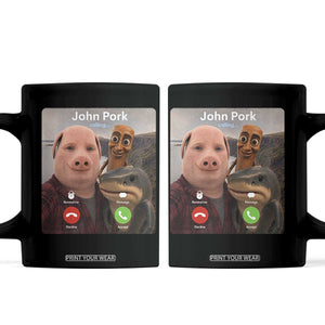 Tung Tung Tung Sahur John Pork Calling Coffee Mug Tralalero Tralala Meme Brainrot Funny