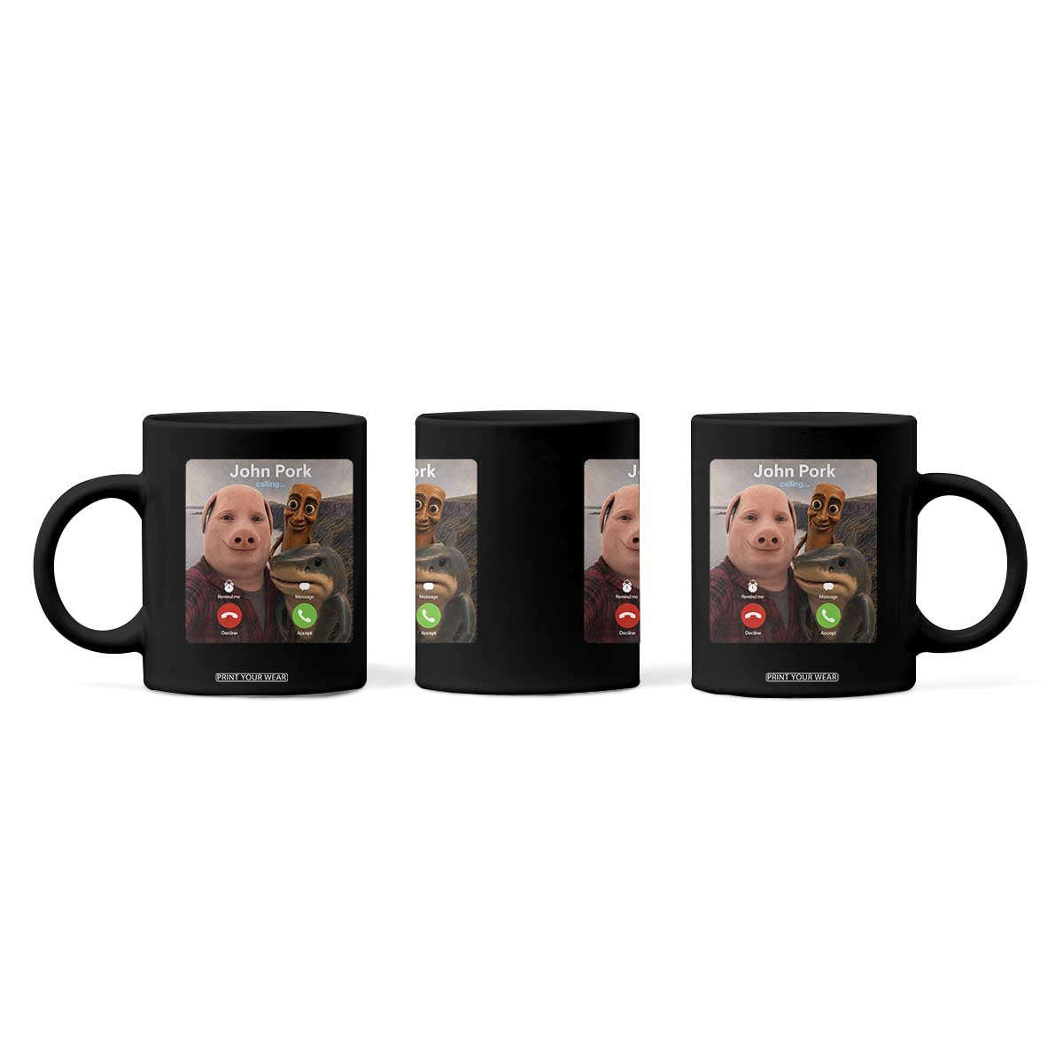 Tung Tung Tung Sahur John Pork Calling Coffee Mug Tralalero Tralala Meme Brainrot Funny