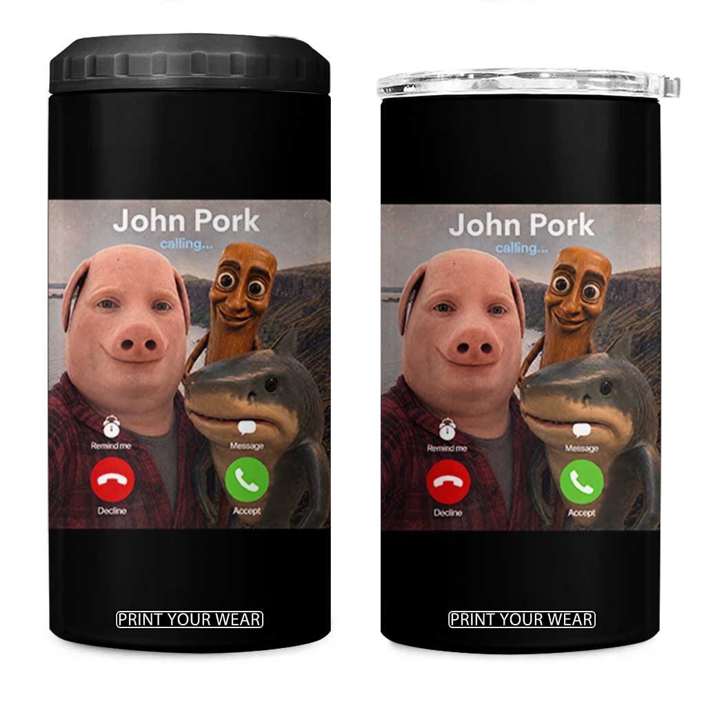 Tung Tung Tung Sahur John Pork Calling 4 in 1 Can Cooler Tumbler Tralalero Tralala Meme Brainrot Funny