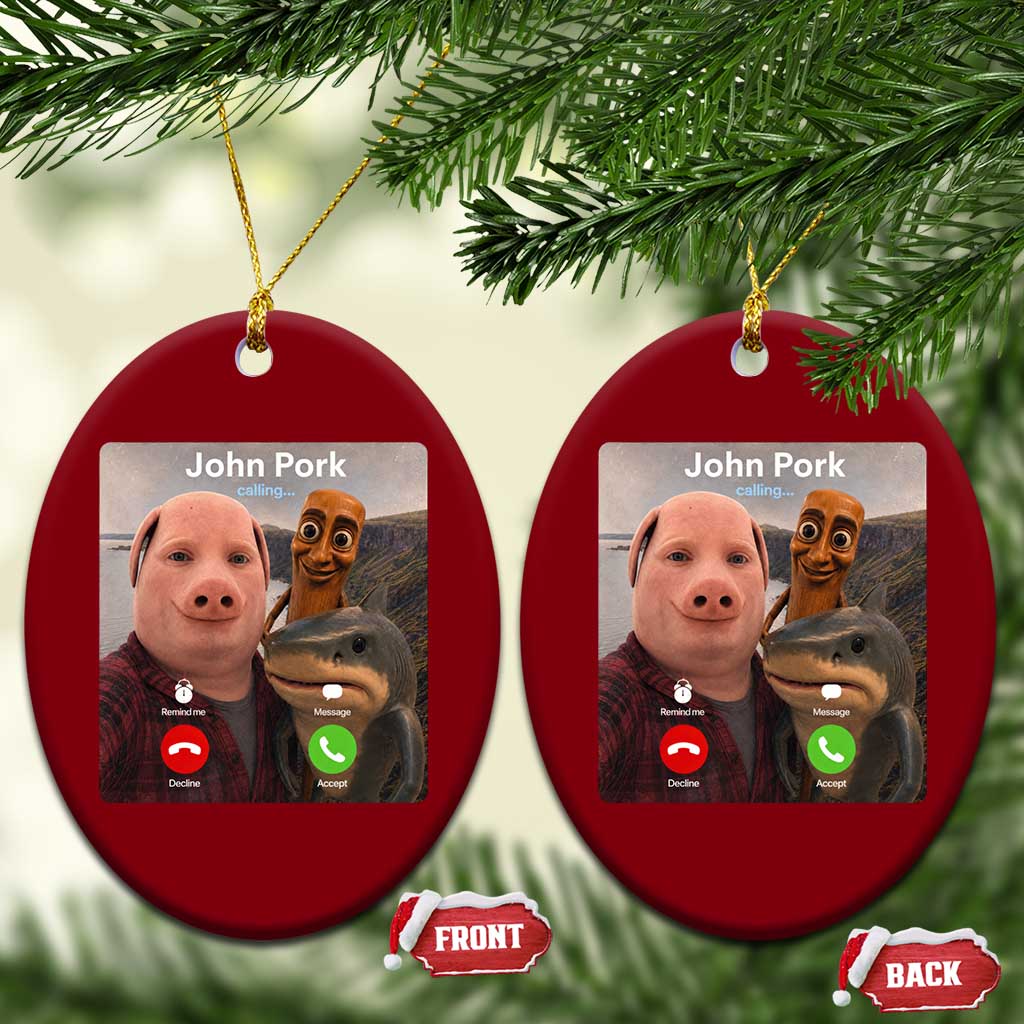 Tung Tung Tung Sahur John Pork Calling Ceramic Ornament Tralalero Tralala Meme Brainrot Funny