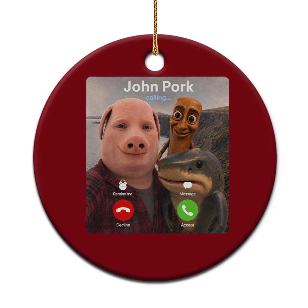 Tung Tung Tung Sahur John Pork Calling Ceramic Ornament Tralalero Tralala Meme Brainrot Funny